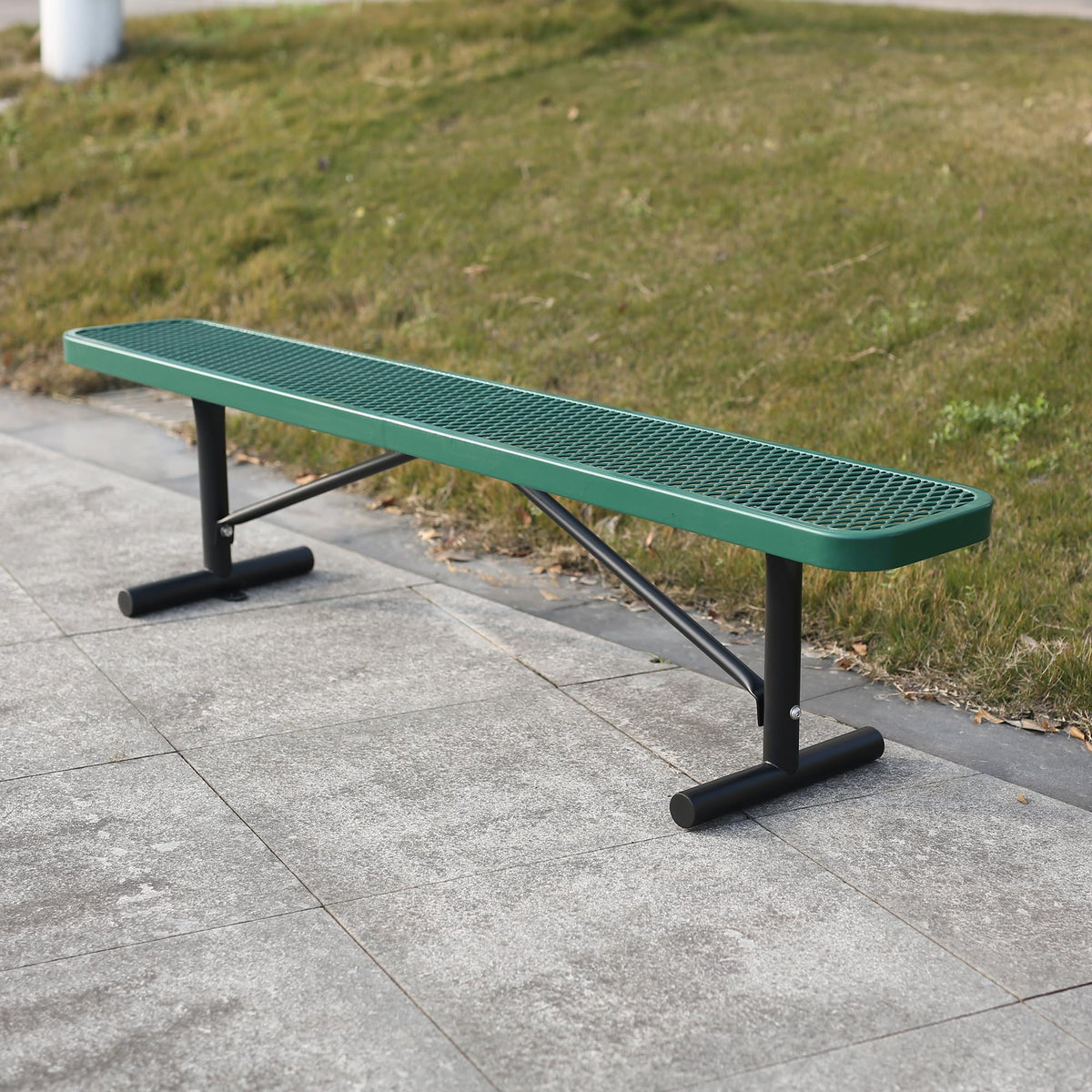 Sunnibety 6 Feet Heavy Duty Metal Park Bench for Outside, Outdoor Bench with Portable Frame, Commercial Benches for Shopping Mall, Store, Park, Patio, Deck, Green