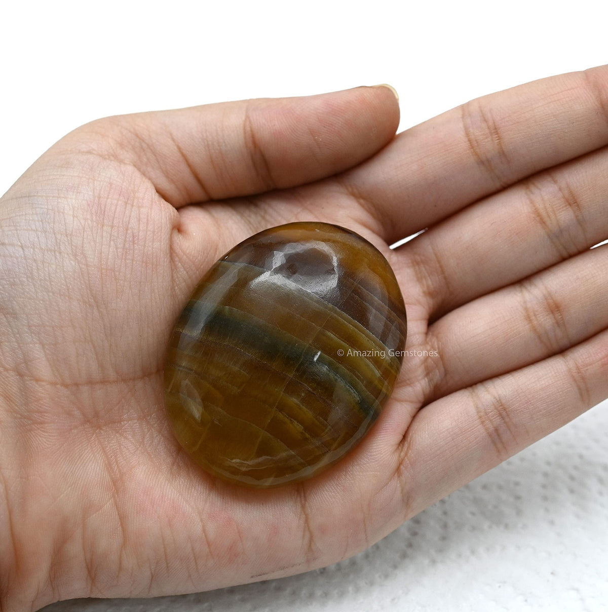 Amazing Gemstone Fluorite Crystals and Healing Stones - Large Palm Stone Crystals Piedra - Crystal for Good Luck, Balanced Positive Energy, Meditation - Unique Stocking Stuffers, Gifts for Women, Men