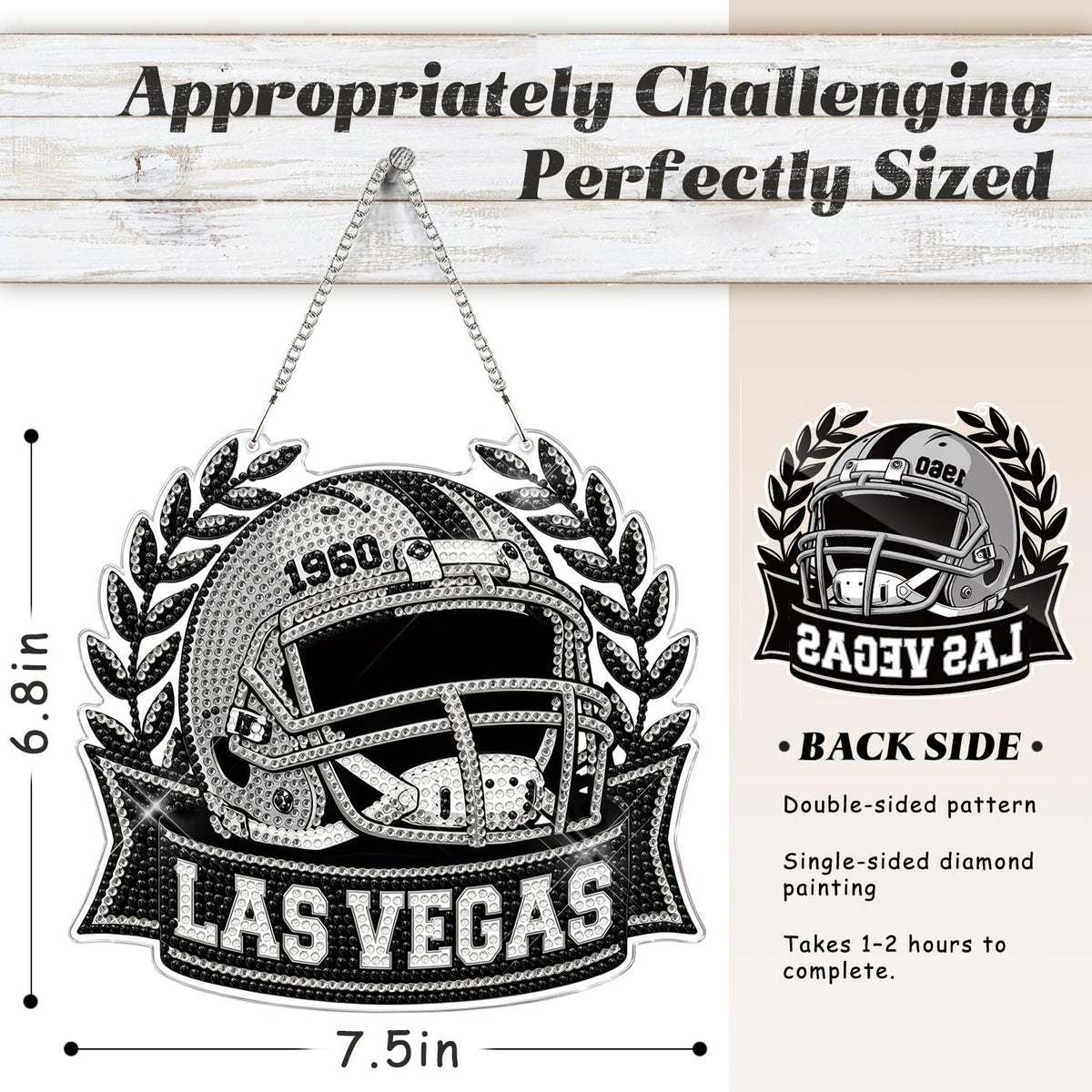 Aoryalps Football Diamond Art Hanging Kit, DIY Acrylic 5D Diamond Painting for Las Vegas Fans Home Wall Decor and Gift