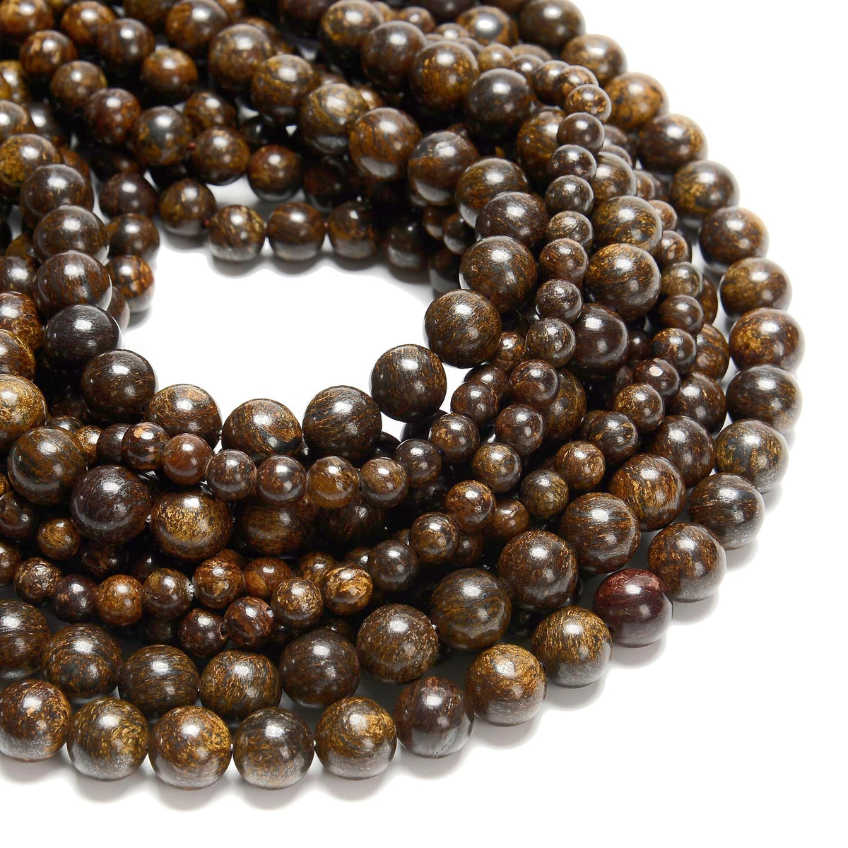 Land Long 120pcs(2 Strand/Set) 6mm Natural Bronzite Stone Beads with Energy Power, Smooth Round Gemstone Beads for Jewlery Bracelets Earrings Making DIY