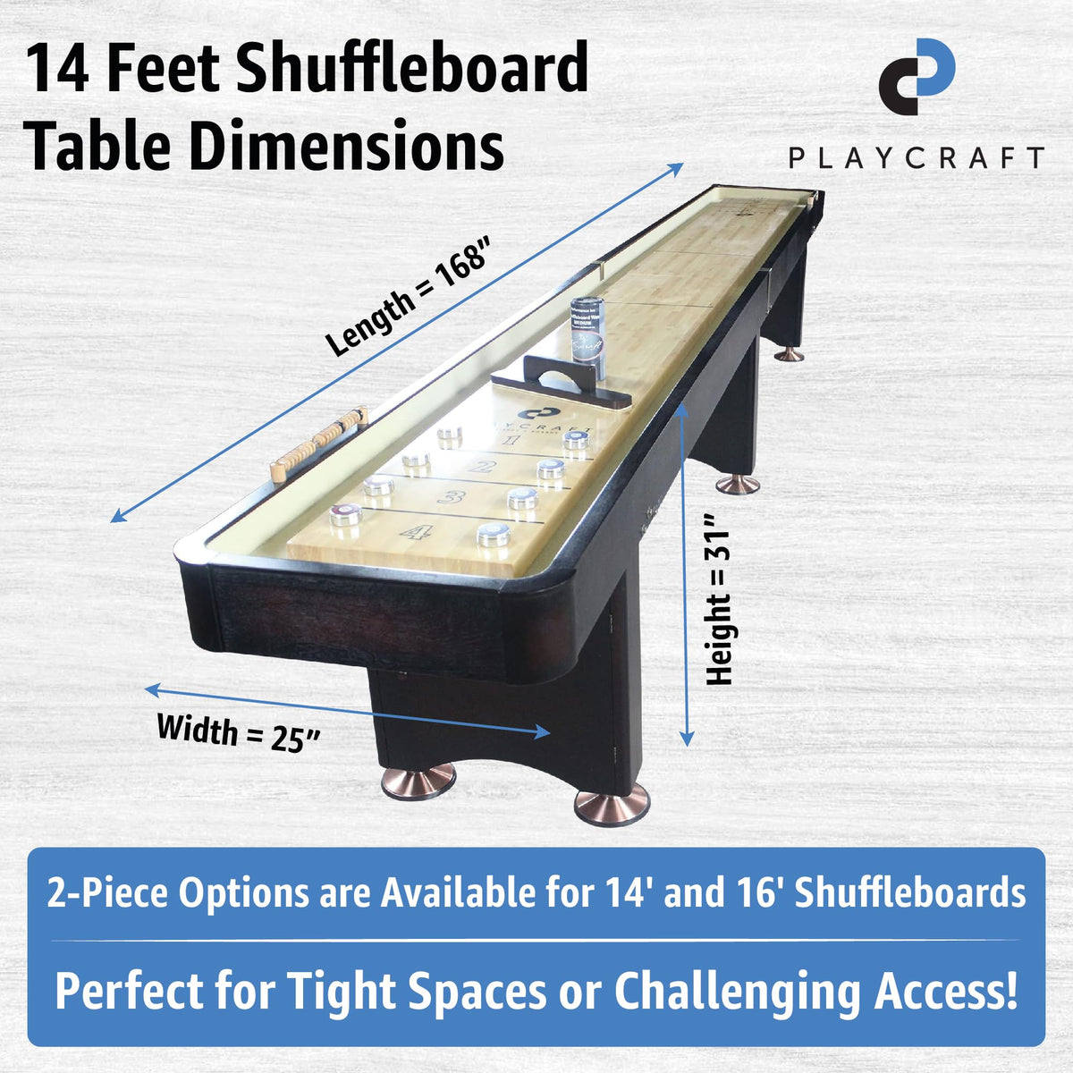 Playcraft Georgetown Shuffleboard Table with Storage Cabinet - Shuffle Board Game Table with Matching Abacus, 8 Pucks, Brush & Wax - Pro Climate Adjusters - Hand-Stained Espresso Finish - 14ft