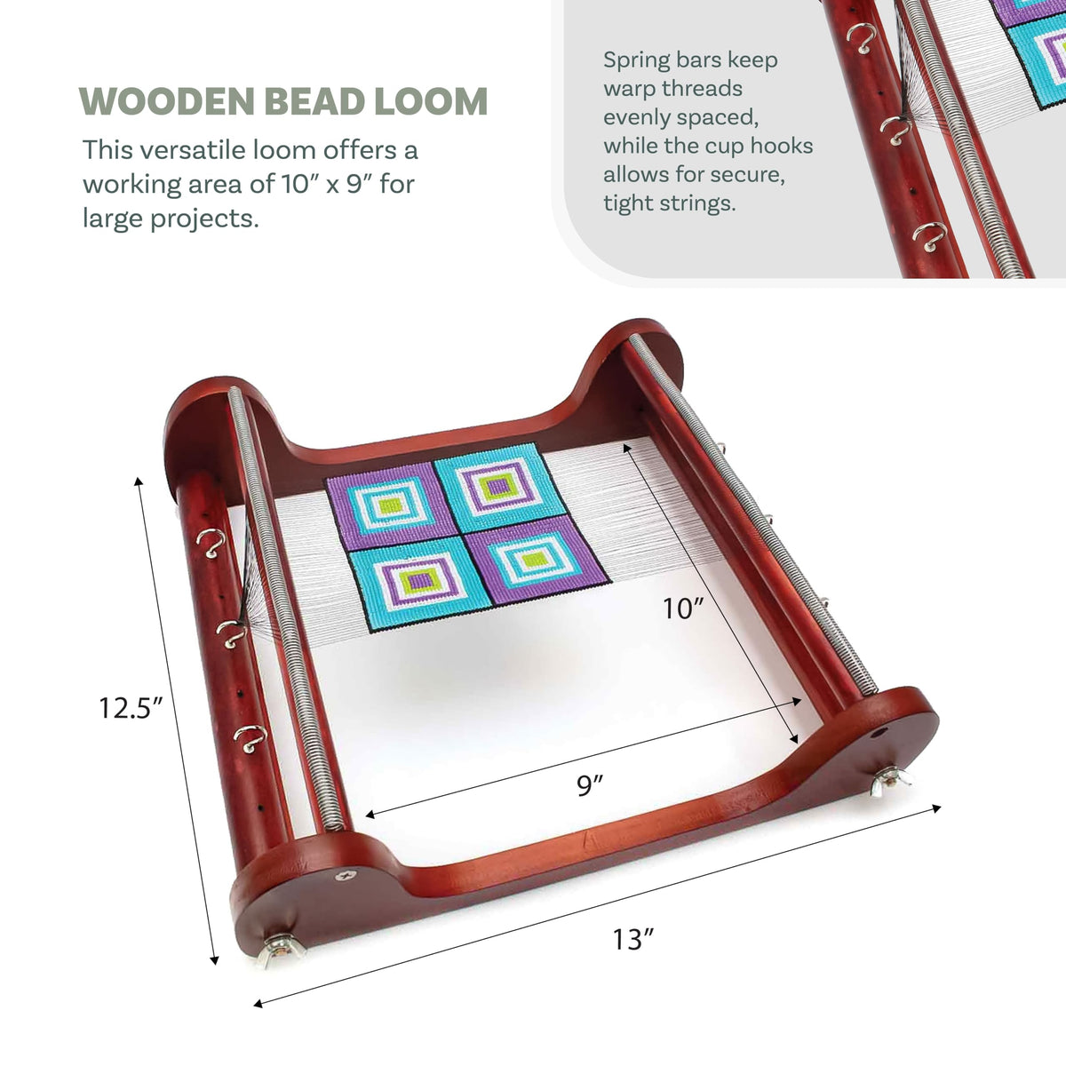 The Beadsmith Wooden Bead Loom, 12.5” x 13” x 3.5”, Includes Assembly Instructions