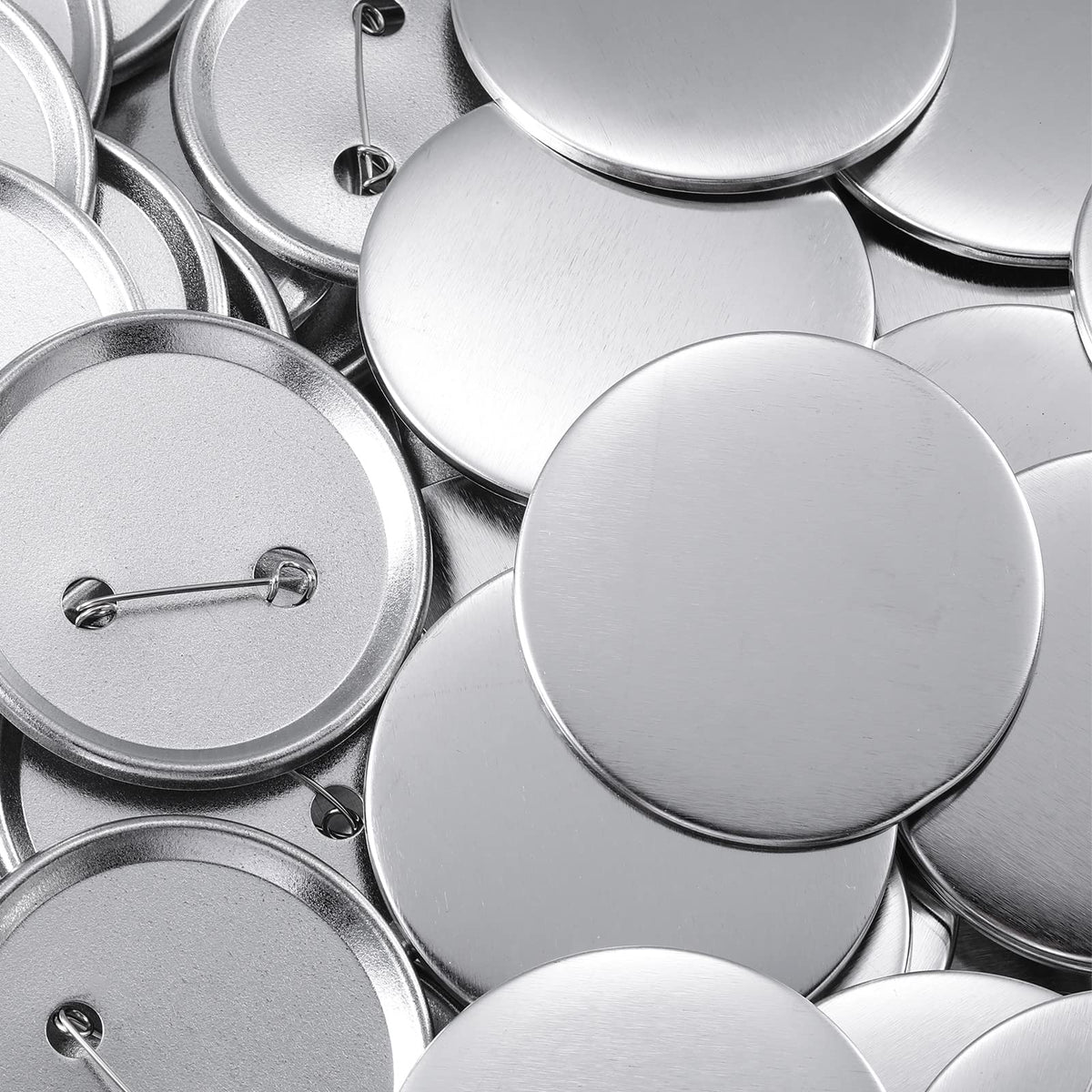 600 Pieces Blank Button Making Supplies Round Badge Parts Metal Pin Button Kit for Badge Make Machine, Including Metal Shells Back Cover and Clear Film(1.46 Inches)