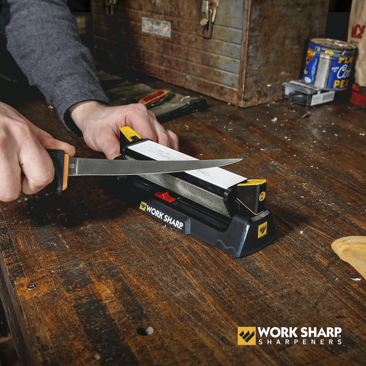 Work Sharp Benchstone Knife Sharpener, 3 sided for faster manual pocket or hunting knife sharpening