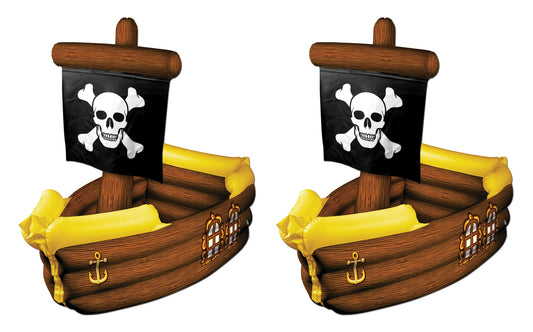 Beistle Inflatable Pirate Ship Coolers, 2 Pack, 33” x 39”, Each Holds Approx. 72 12oz. Cans – Pirate Party Decorations, Inflatable Cooler, Pirate Decorations, Inflatable Cooler for Parties