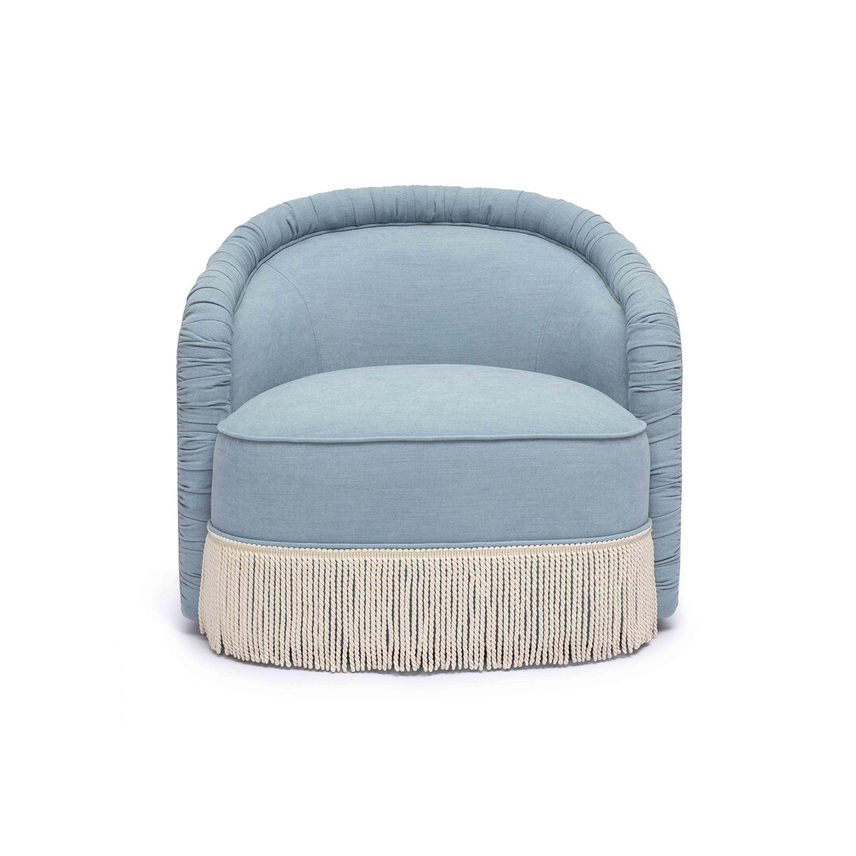 Tov Furniture Pamela Faded Blue Recycled Fabric Tassel Lounge Chair