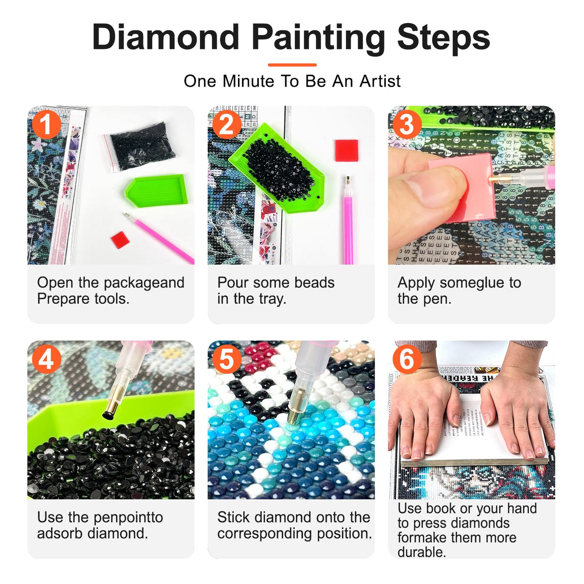 6 Pack Fantasy Diamond Art Kits for Adults, 5D DIY Diamond Painting Kits for Beginner, Diamond Dots Full Drill Crafts for Gem Art Dot Art for Adults Home Wall Decor for Teens Boys Girls 12x16 inch