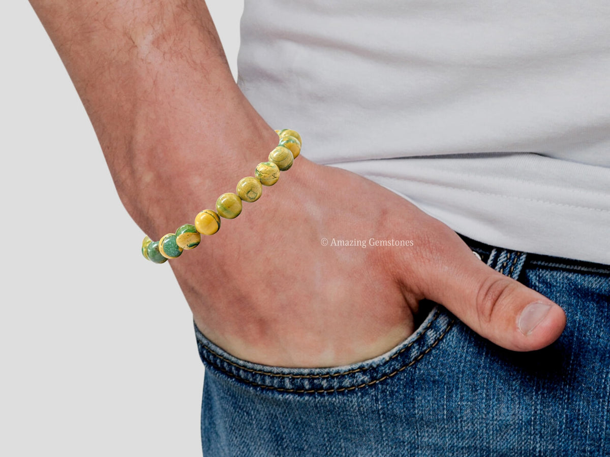 Amazing Gemstone Muscovite Bracelet for Women Men's Gifts - Protection Healing Crystal Bracelet - 8mm Gemstones Beaded Adjustable Bracelet Pulseras Para Hombres Mujer Stocking Stuffers