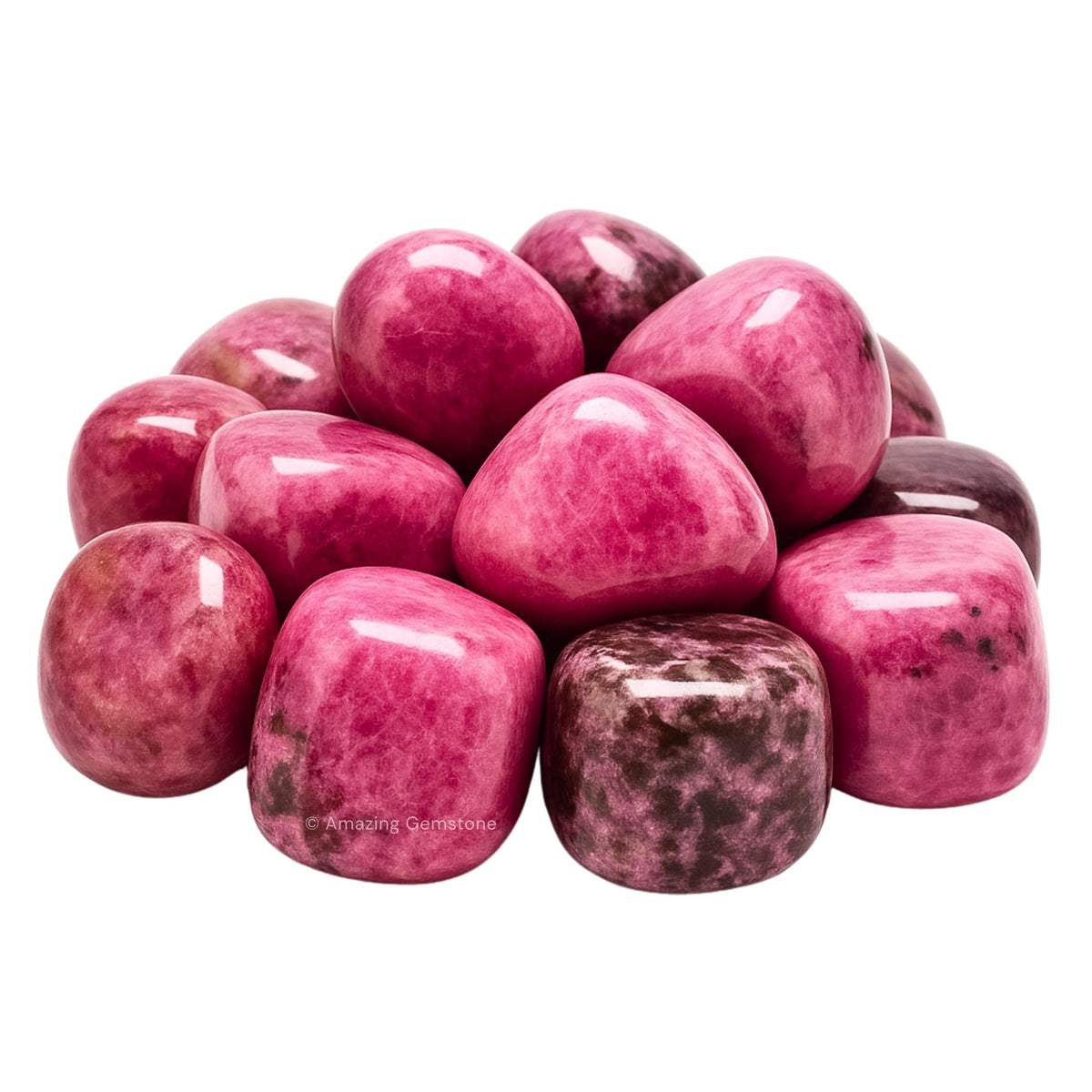 Rhodonite Crystals and Healing Stones Tumbled - 1 oz Rhodonite Stone Gem Stones, Natural Healing Stones for Energy Balance, Stress Relief - Premium Polished Gems Rocks for Meditation and Wellness
