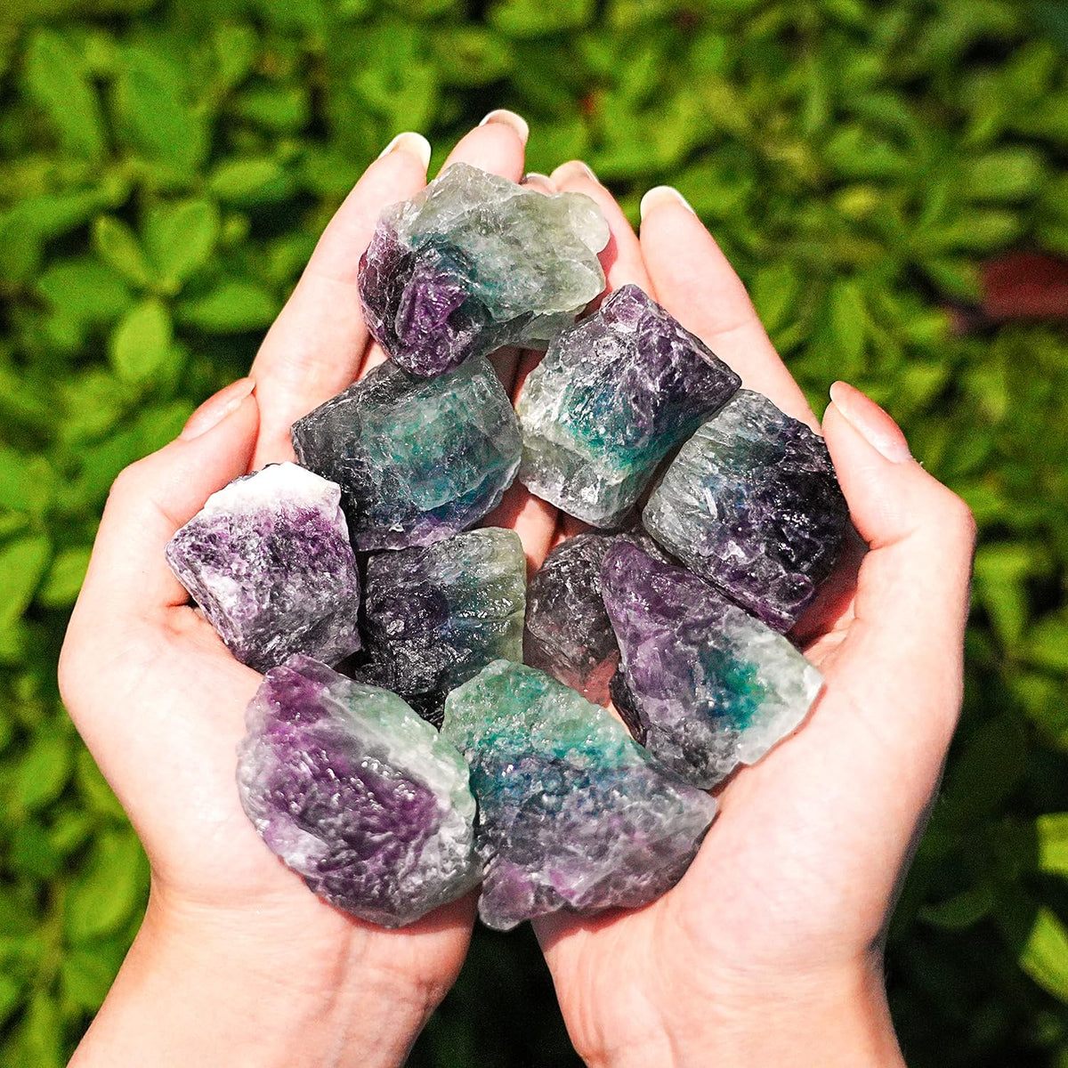 1 Lb Large Rough Fluorite Stone Raw Fluorite Crystal Stone Natural Rainbow Fluorite Purple Fluorite Healing Stones for Tumbling, Wire Wrapping, Wicca Reiki, Meditation