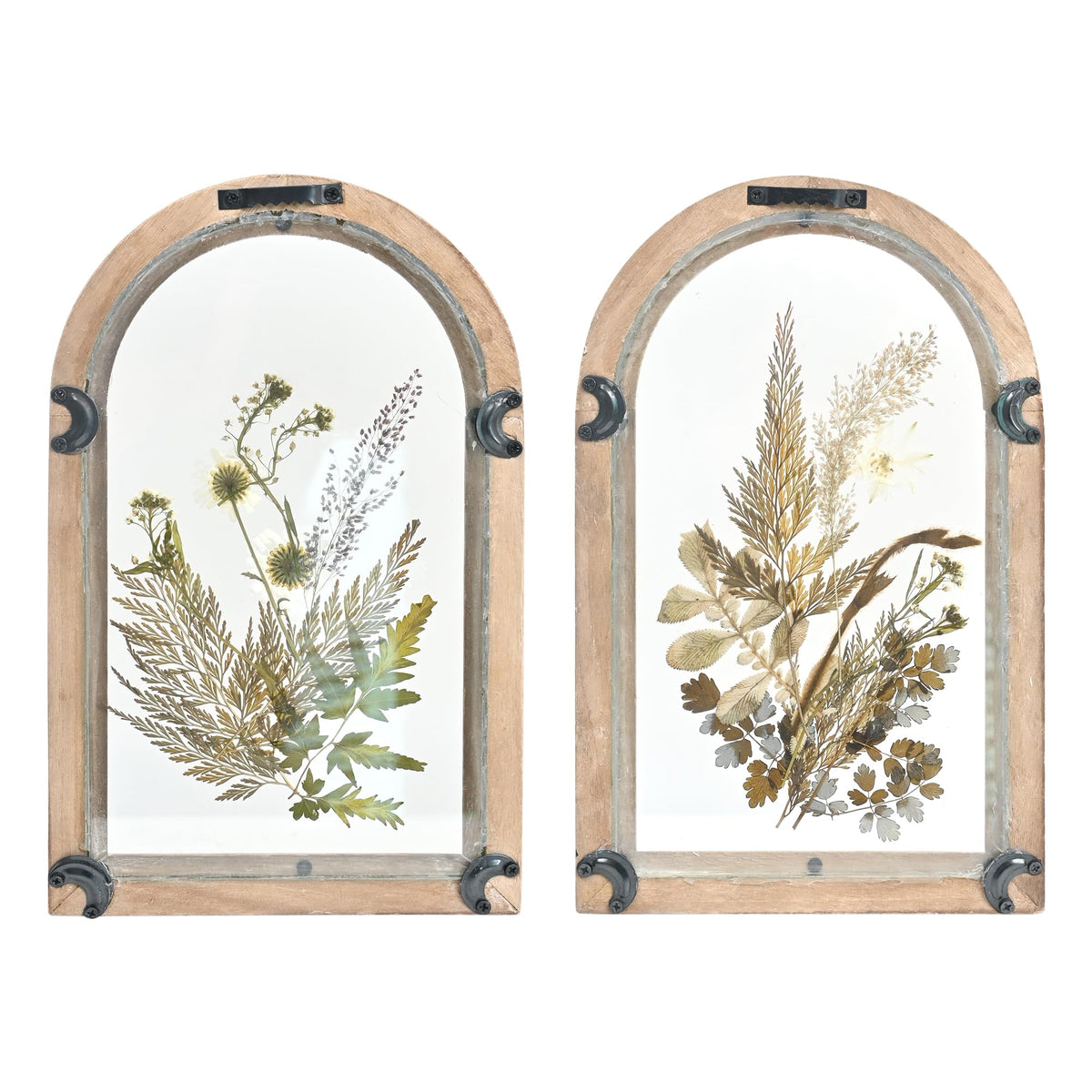 Z&Z ornamentorum Glass Pressed Flower Wood Frame, Set of 2, Flower Botanical Wall Art with Plant for Bedroom Restroom Kitchen Decoration Wall Art
