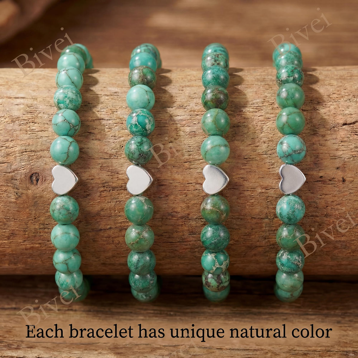 Bivei 6mm African Turquoise Crystal Stretch Bracelets for Women, Handmade Natural Stone Beaded Bracelet, Yoga Protection Jewelry Gift