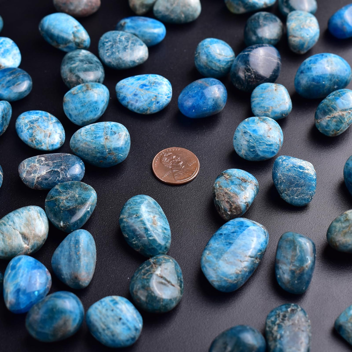 SigMntun Blue Apatite Healing Crystal Stone Set - 24 Pieces, 0.6" Natural & Polished Stones for Healing, Meditation, Reiki, Chakra, Crafting & Decoration