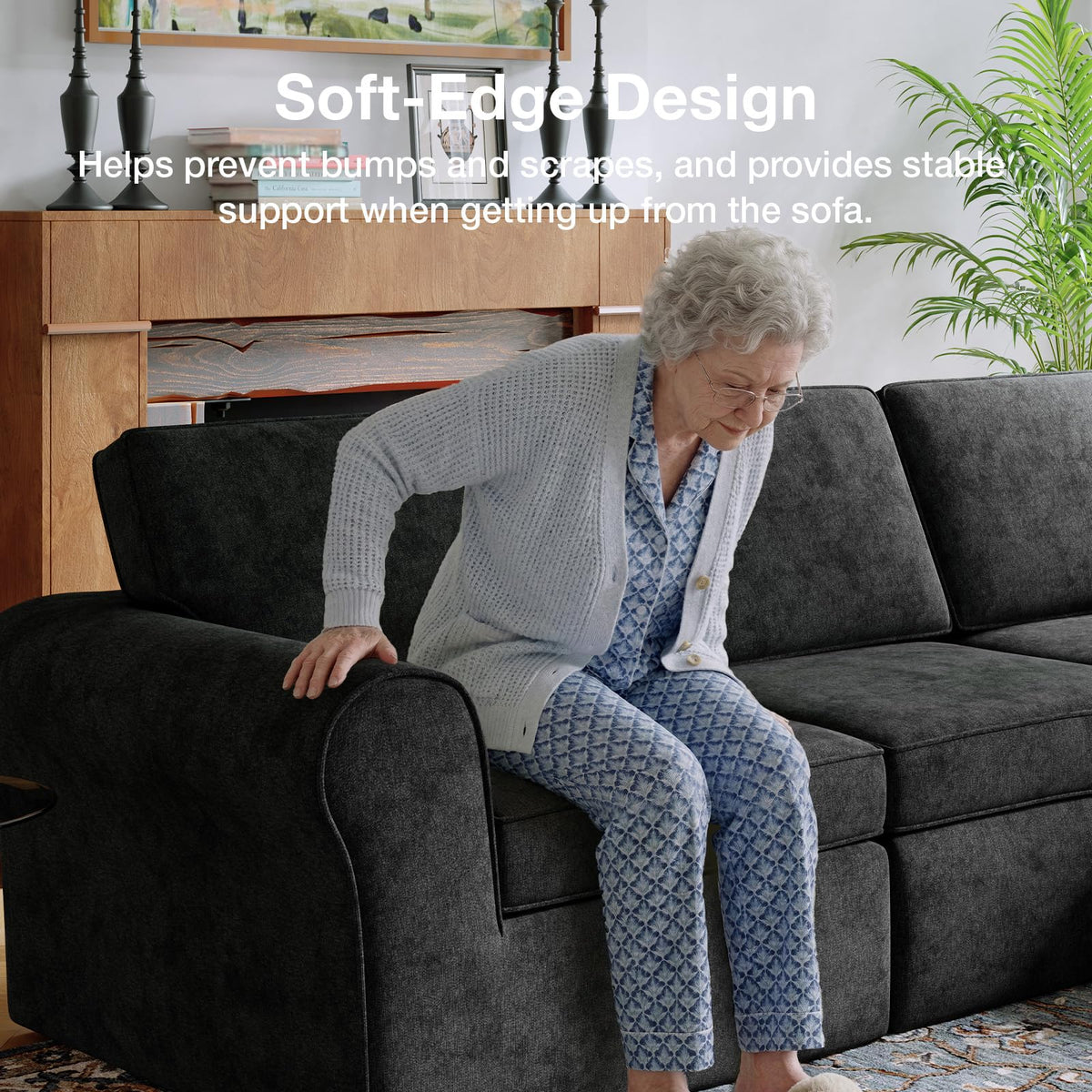 Novilla 108" Modular Sectional Sofa, Modular Sectional Couches for Living Room Bedroom, Chenille Removable Cover Cloud Couch with Smarts Coil® Support L-Shaped Couch(Dark Grey, Left-Arm Chair)