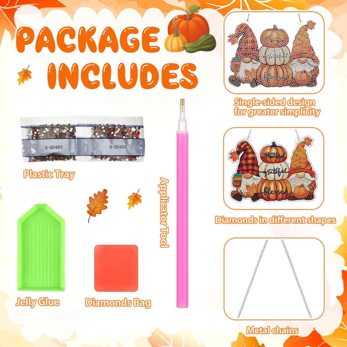 Yousoontic 3 Pcs Fall Door Decorations DIY Thanksgiving Diamond Painting Hanging Sign Thanksgiving Day Door Hanger Set Diamond Art Welcome Sign for Home Wall Front Party Supplies