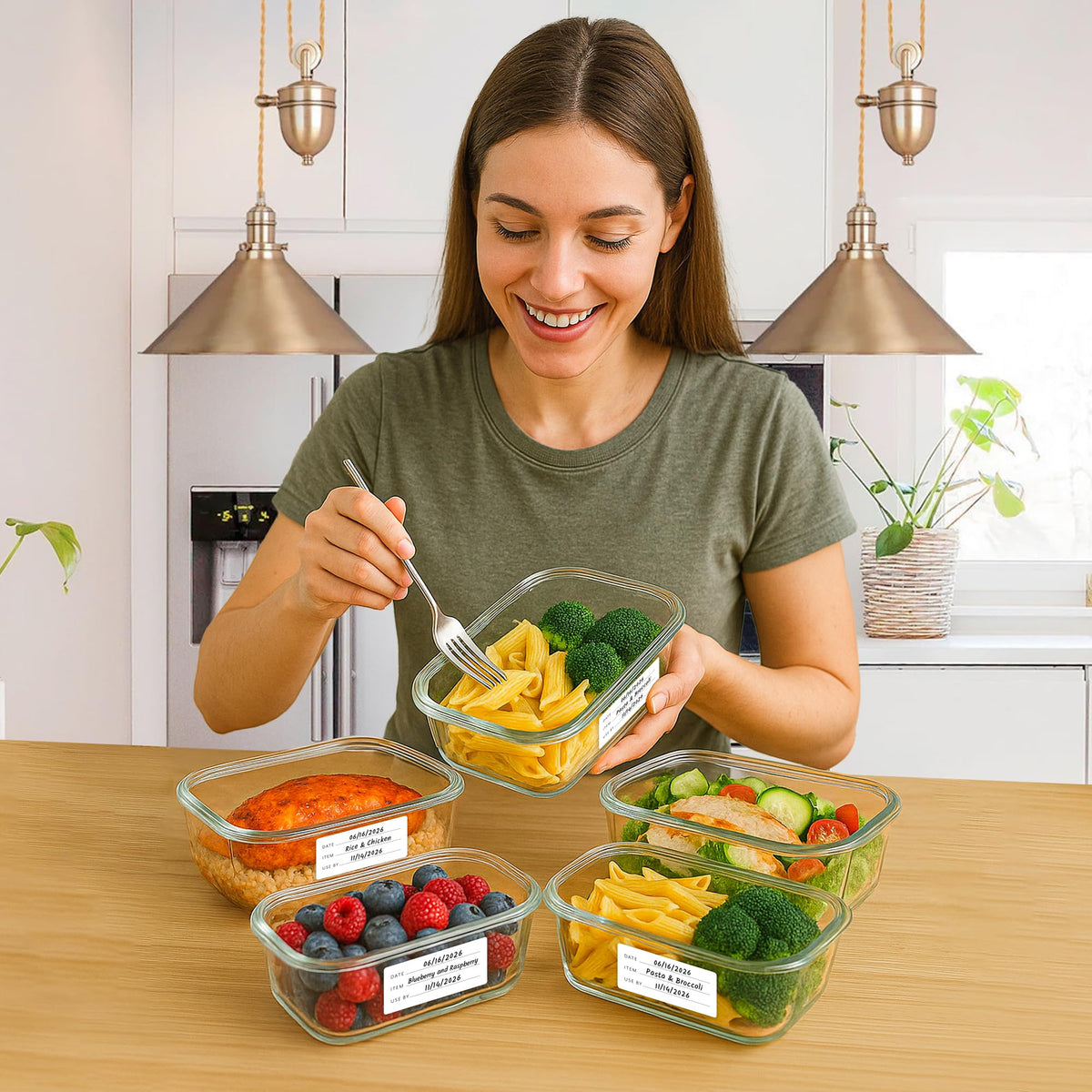 200 Meal Prep Freezer Food Labels - 2.75 x 1.25 Inch Freezer Tape Labels for Food Containers to Write On, Removable Easy Peel Off, Kitchen Pantry Storage Stickers, Oil Water Resistant