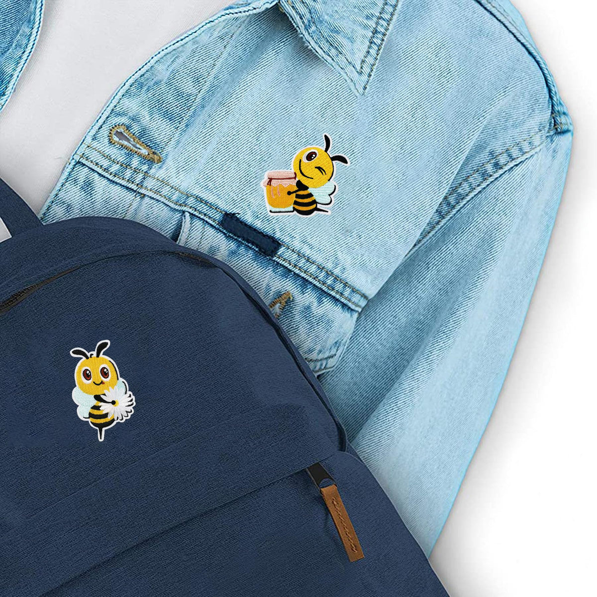 Woohome 18 PCS Patch Embroidered, Honeybee Iron on Applique Sew On Patches Sunflower Embroidered Appliques Sticker Patches for DIY Clothing Jeans Jackets Bags Iron-on Repair Kit