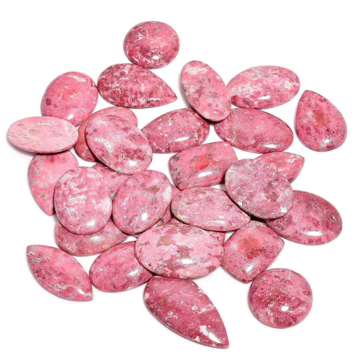GEMKORA 4pcs Natural Thulite Cabochon, Wholesale Gemstone Lot, Bulk Elegant Crystal, Jewelry Making Supply, her