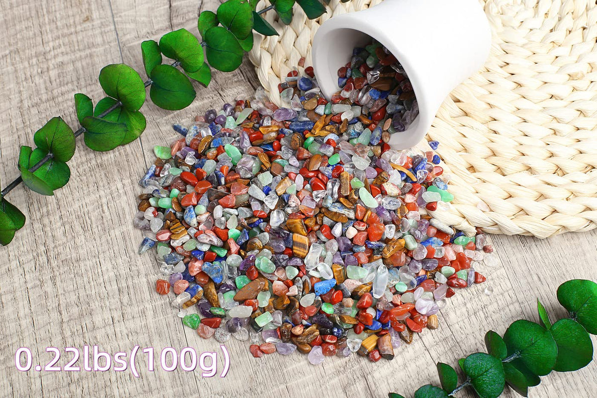 ZHIYUXI Chakra Crystal Vase Filler Crystal Chips Stone for Decoration Succulent Plants Vase Fish Tank Gravel Crushed Crystals Chips Gemstone Polished Healing Crystals Quartz Home Decor Gem Stones