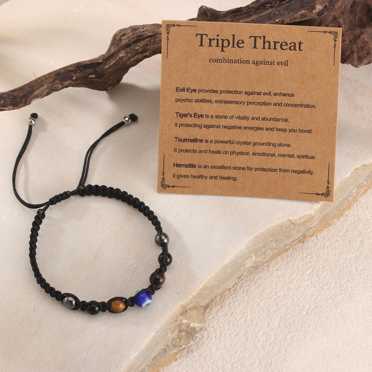 AULSIEY Evil Eye Bracelets for Women, Evil Eye Jewelry Anklet Beaded Bracelet, Triple Empath Protection Bracelet for Women, Chakra Tiger Eye Protection Healing Bracelets-String