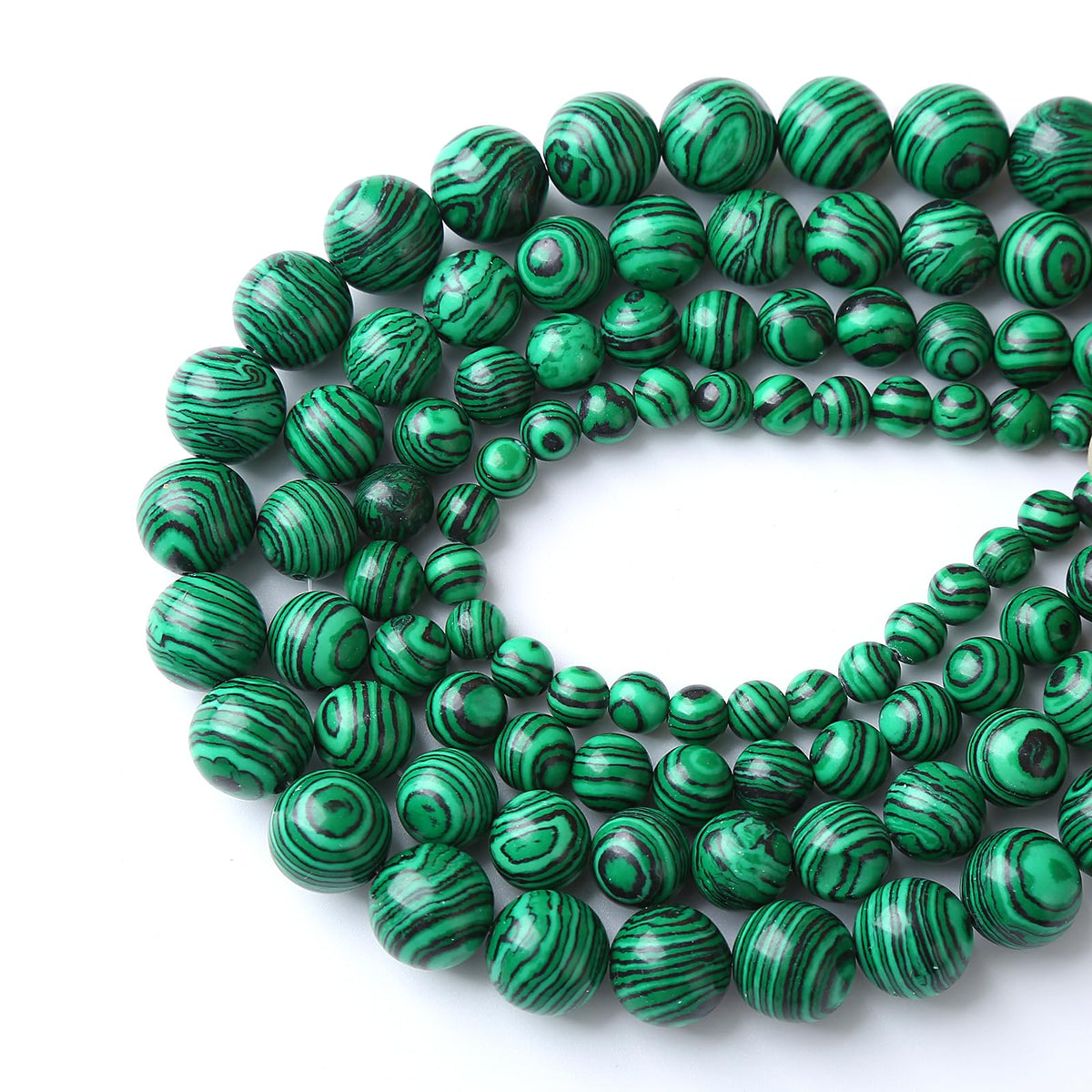 90pcs 4mm Synthetic Green Malachite Beads Natural Stone Round Loose Spacer Beads for Jewelry Making DIY Necklaces Bracelets 15" (4mm, Green Malachite)
