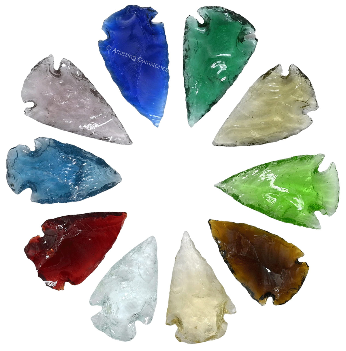 Amazing Gemstone 10 Pieces Mix Color Arrowhead, Crystal and Healing Stone Flint Rock Arrow Head - 1 to 1.5 Arrowheads for DIY Project Craft Point Jewelry Making