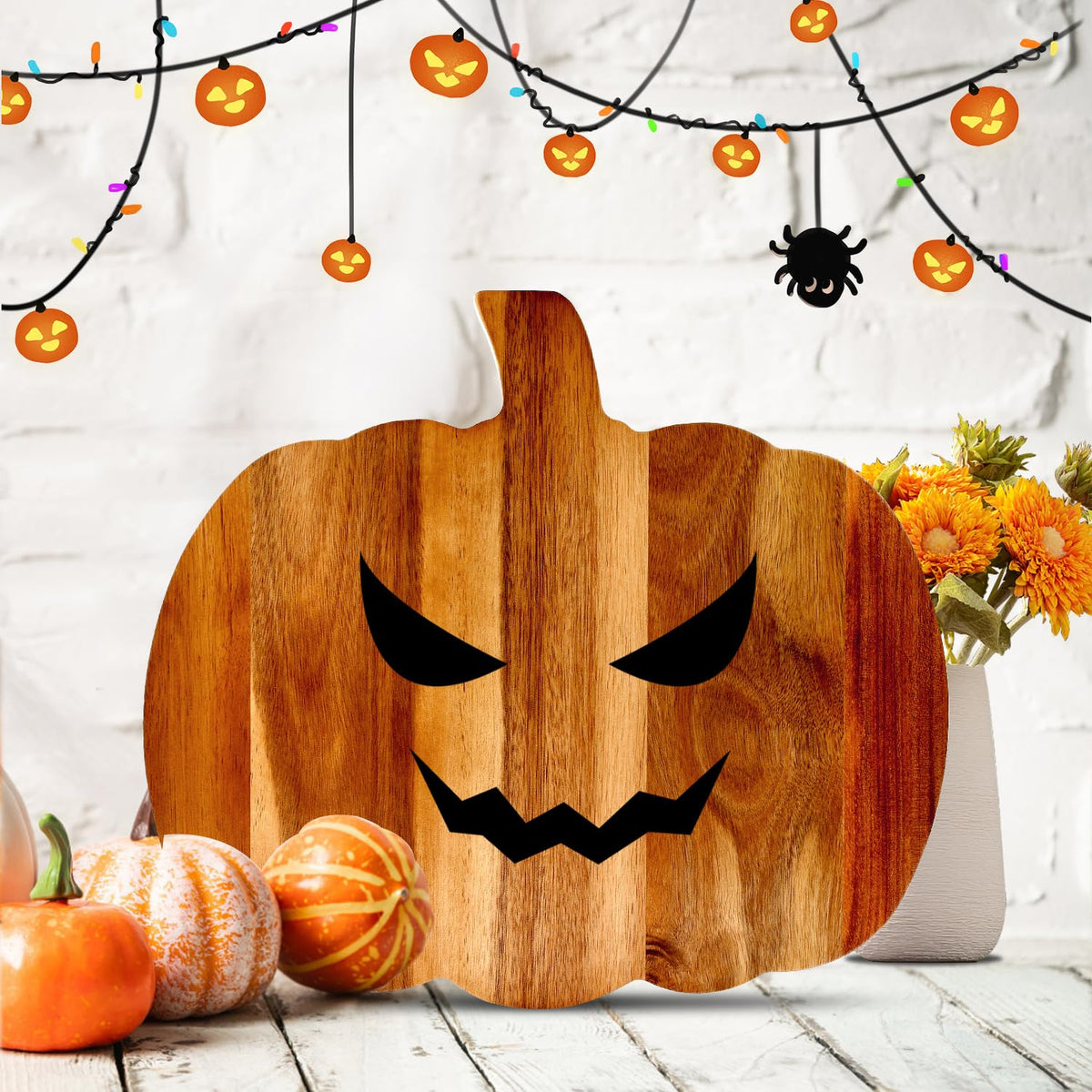 Halloween Charcuterie Board Gifts Pumpkin Shaped Wooden Cutting Boards for Kitchen Fall Serving Platter Turkey Thanksgiving Cheese Board Wood Halloween Trays Decor Modern Pumpkin Dishes Decoration