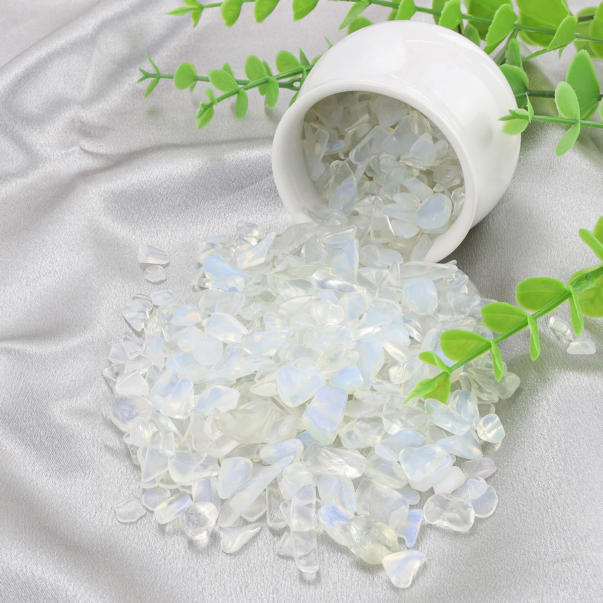 ZHIYUXI Opalite Opal Stone Crystal Chips Bulk Fish Tank Decorations Aquarium Rocks Gravel Vase Filler Stones Crystals for Candle Making Witch Kit Gravel for Plants Gemstone Terrarium Supplies 0.22 lbs