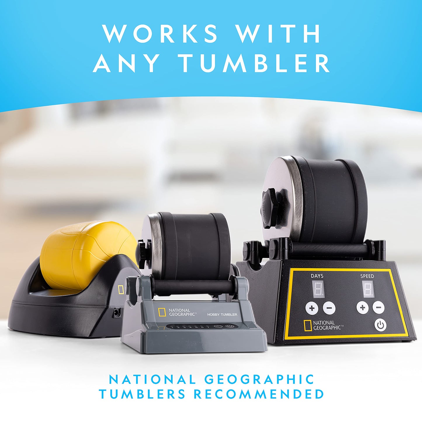 National Geographic Rock Tumbler Refill Kit 3 lbs. of Rough Gemstones and Rocks for Tumbling Including Amethyst and Quartz Supplies Include Tumbler Grit and Jewelry Accessories