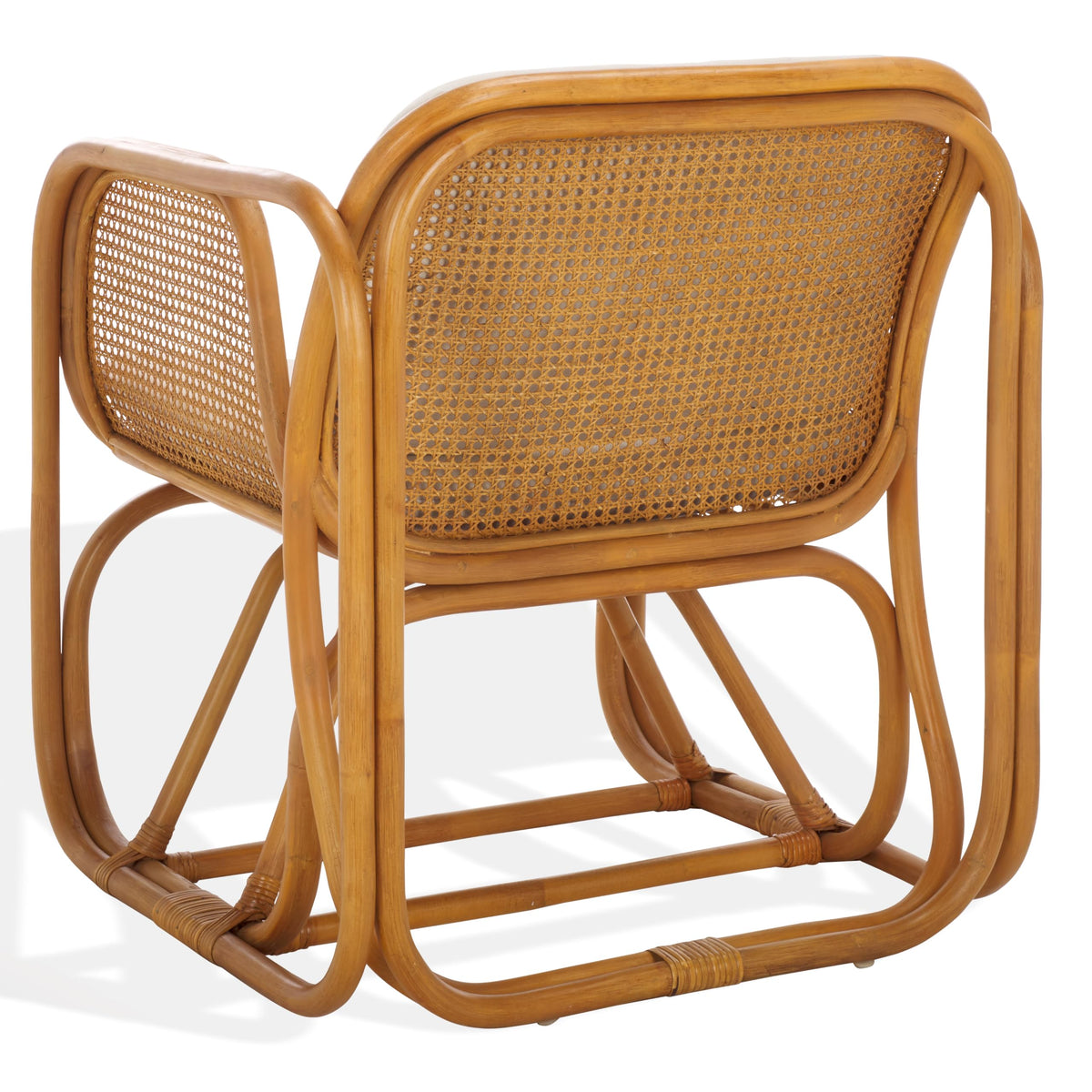 SAFAVIEH Couture Collection Brauner Tropical Coastal Natural Rattan Pole Accent Chair (Fully Assembled)