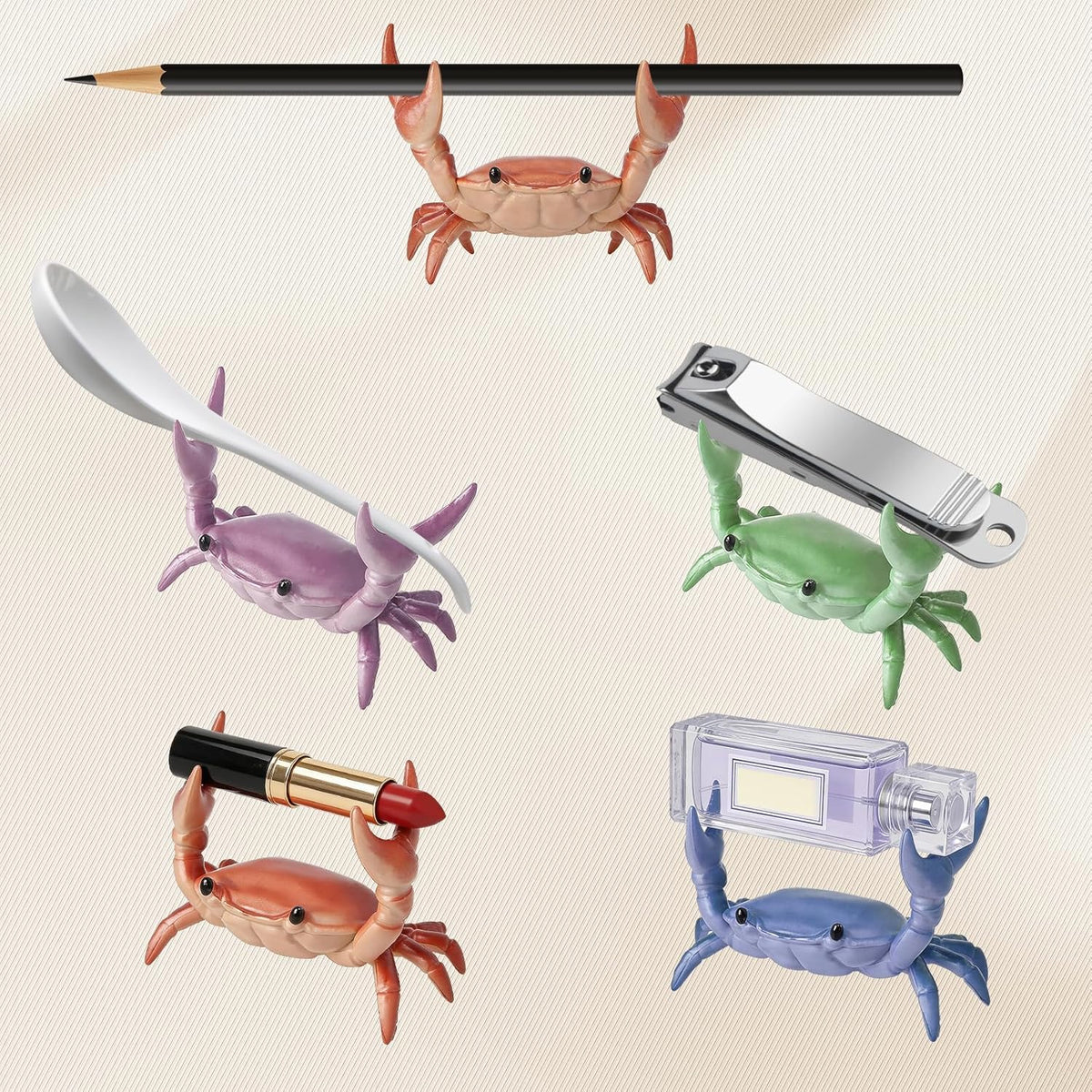 4PCS Weightlifting Crab Pen Holder for Desk, Creative Desk Crab Pen Holder, Cute Desk Organizer & Pencil Stand, Funny Home Office School Decor Desk Accessories (MIX)