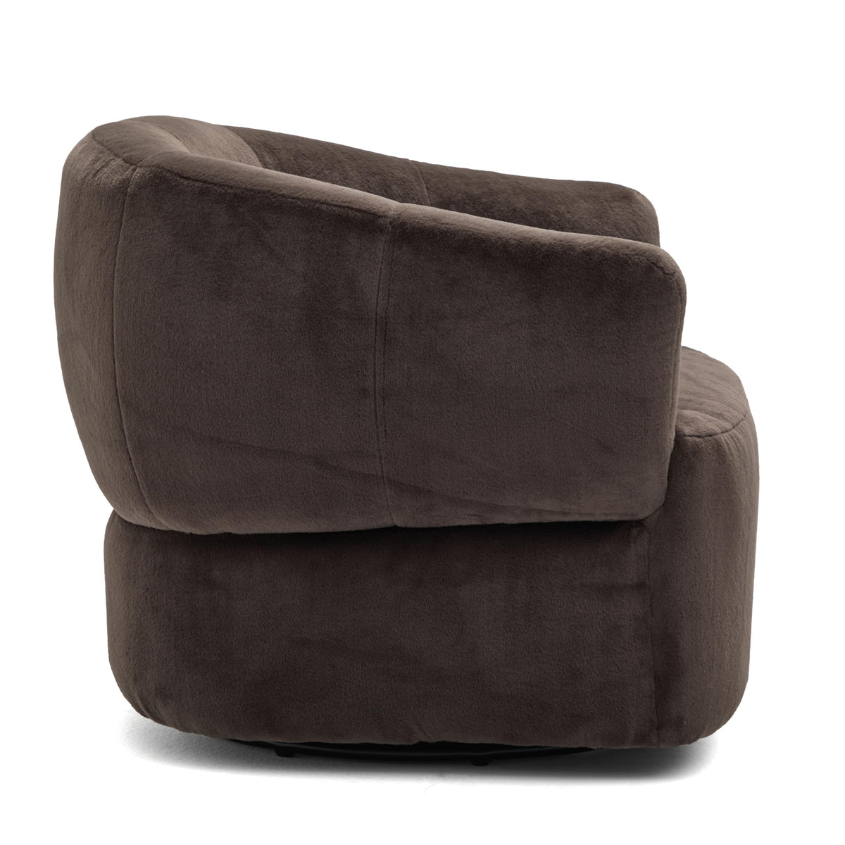 Christopher Knight Home Manie Plush Fabric 360° Swivel Accent Chair, Solid Wood Living Room Swivel Barrel Chair, Rotating Single Lounge Sofa, Comfy Reading Armchair, Dark Brown