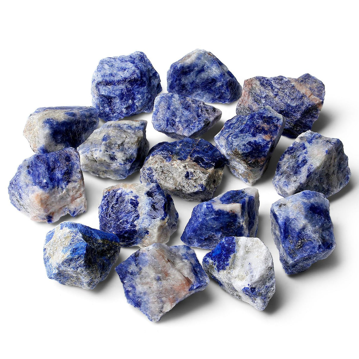 ZHIYUXI 1lb Blue Sodalite 2" Rough Stones Crystals Raw Crystal Bulk Large Crystals and Stones Gemstones Natural Tumbling Rocks for Meditation, Fountain Rocks, Wire Wrapping, Wicca, Cabbing, Decor