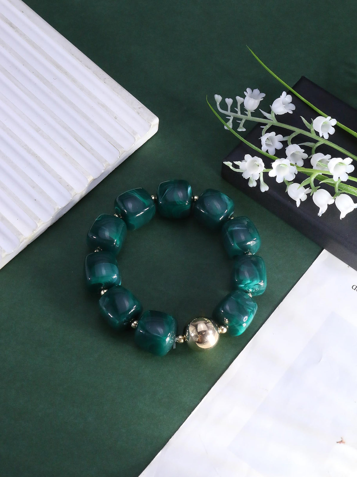 Sidlens Green Beaded Bracelets for Women Trendy Chunky Bracelet Beaded Boho Jewelry Summer Bracelets Statement Bracelet Vacation Beach Accessories