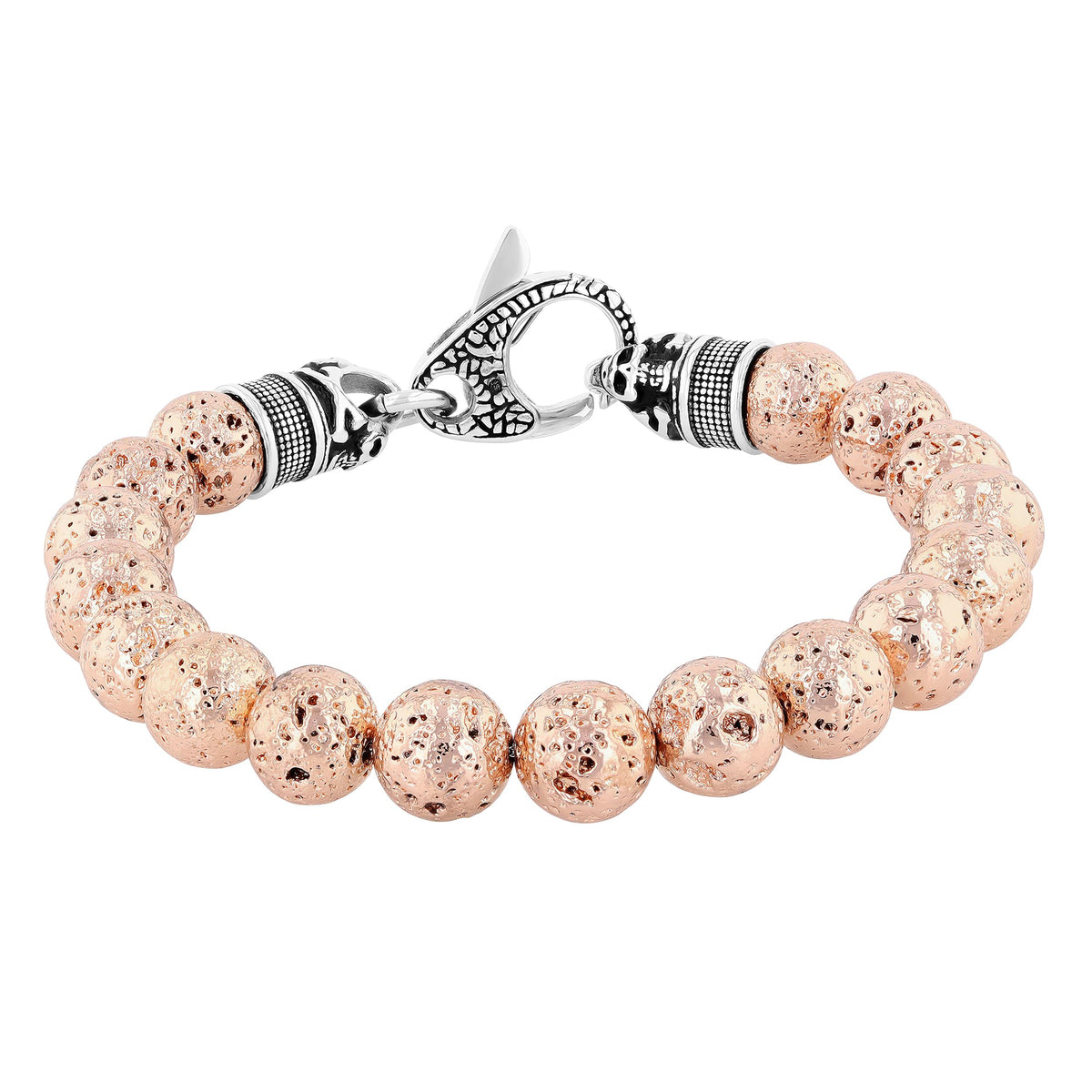 Steel Nation Men's 10mm Lava Bead Bolo Bracelet - Volcanic Rock Style Adjustable Comfort Stainless Steel