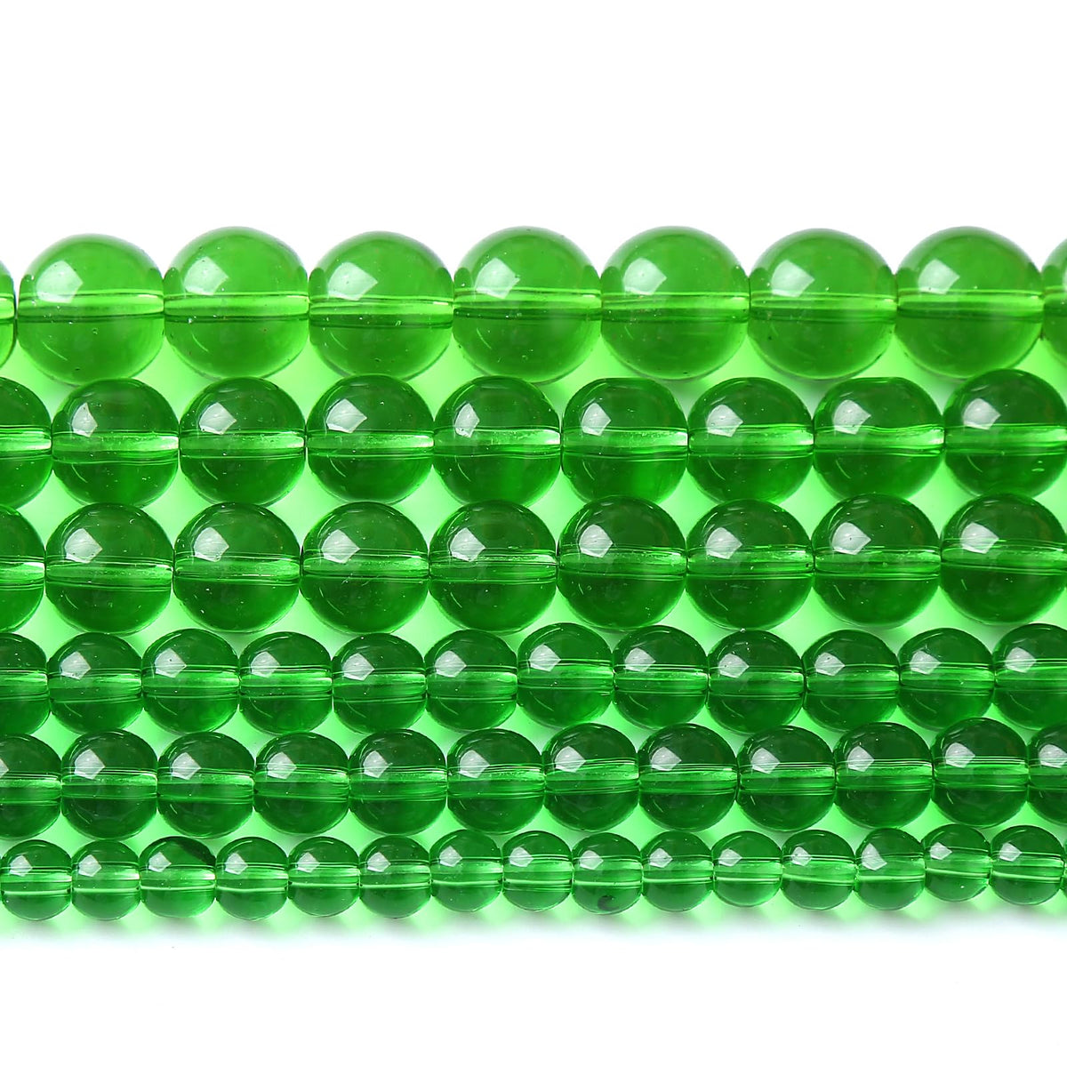 38pcs 10mm Smooth Green Crystal Glass Quartz Beads Round Loose Beads for Jewelry Making DIY Bracelet Necklace 15" Energy Healing Power Stone Beads (10mm, Green Crystal Glass)