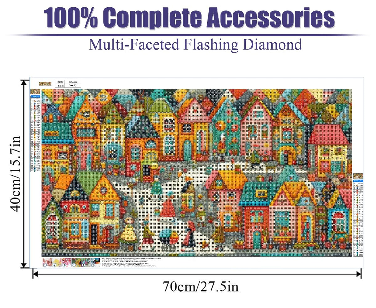 COHAYISY 5D Diamond Art Painting European Town Kit - DIY Paint with Diamond Art Abstract Round Full Drill Craft, Home Decor Embroidery Set with Canvas, Tools, Sparkling Diamonds 15.7x27.5 inch