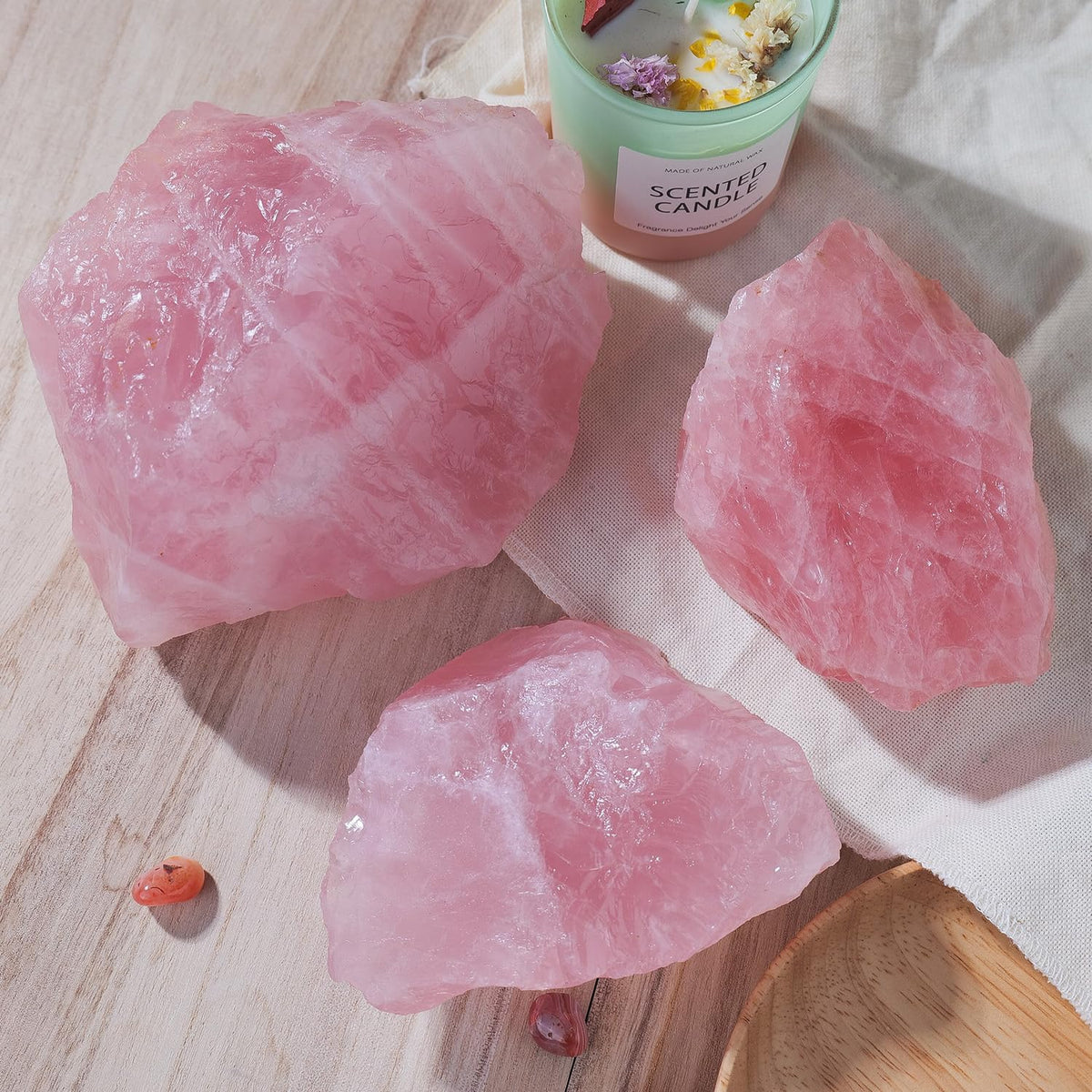 Apengshi Rose Quartz Raw Crystals 2PCS Natural Rough Rocks Healing Crystal and Stones DIY Raw Stones Meditation Fountain Garden Home Decor