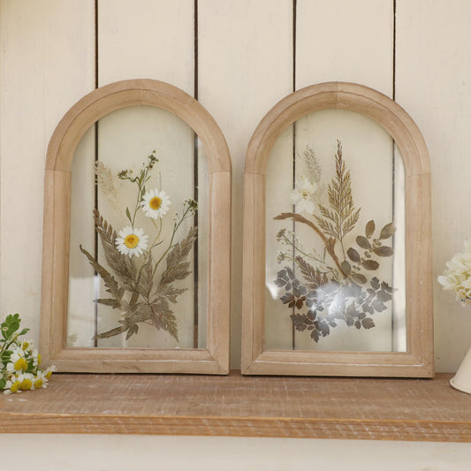 Z&Z ornamentorum Glass Pressed Flower Wood Frame, Set of 2, Flower Botanical Wall Art with Plant for Bedroom Restroom Kitchen Decoration Wall Art
