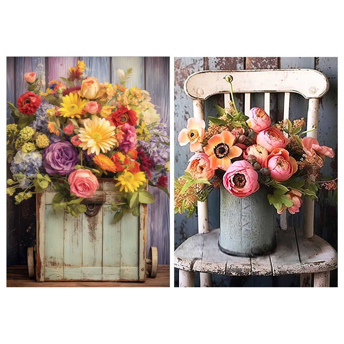 YOYA 2 Pack Diamond Painting Kits for Adults, Diamond Art Kits with Accessories & Tools, DIY Flowers 5D Diamond Painting Full Drill Gem Art Painting Kit for Home Wall Decor 12 x 16 Inch
