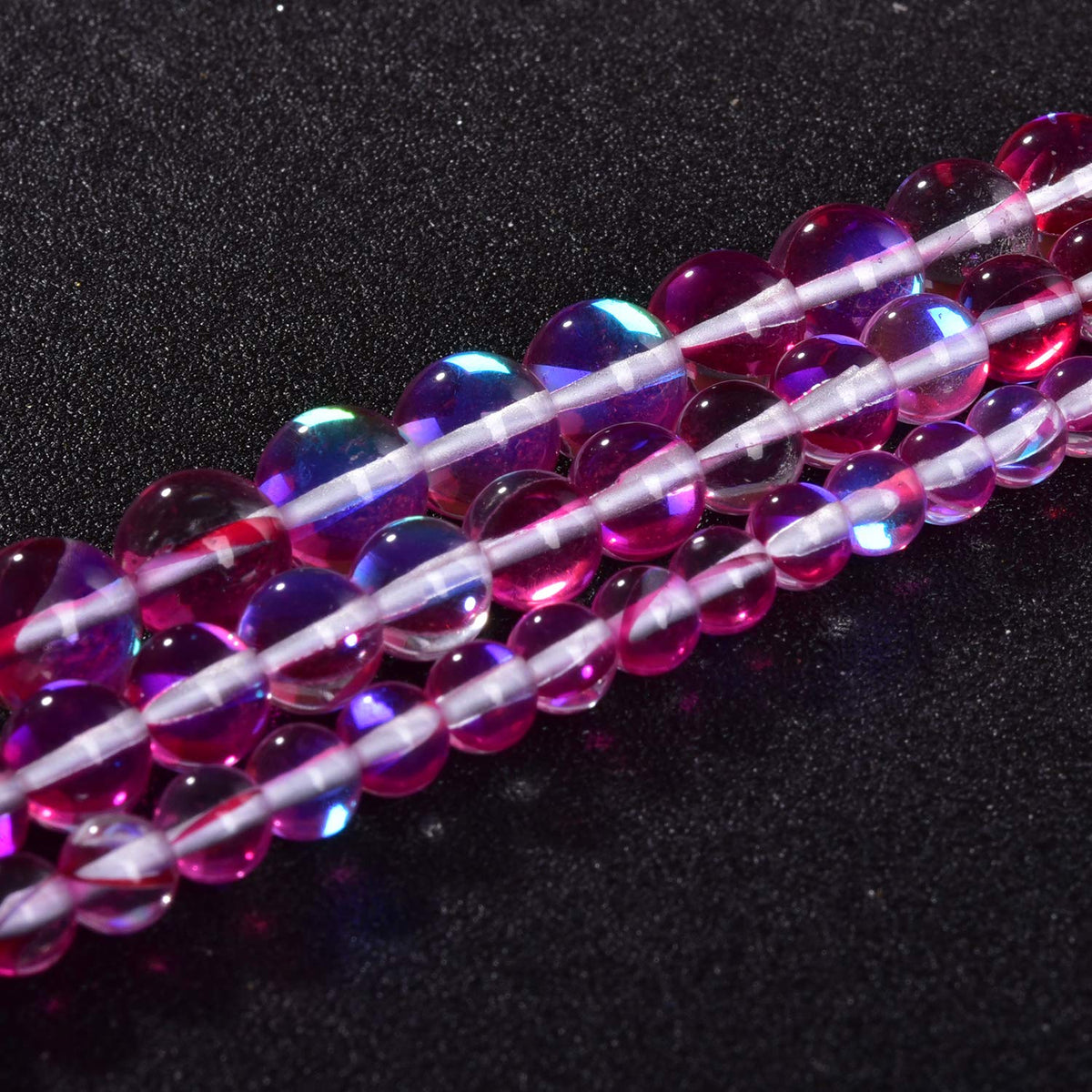 6mm Smooth Angel Aura Quartz Beads Round Polished Red Mermaid Gemstone Beads for DIY Jewelry Making 15" a Strand (Red,6mm)
