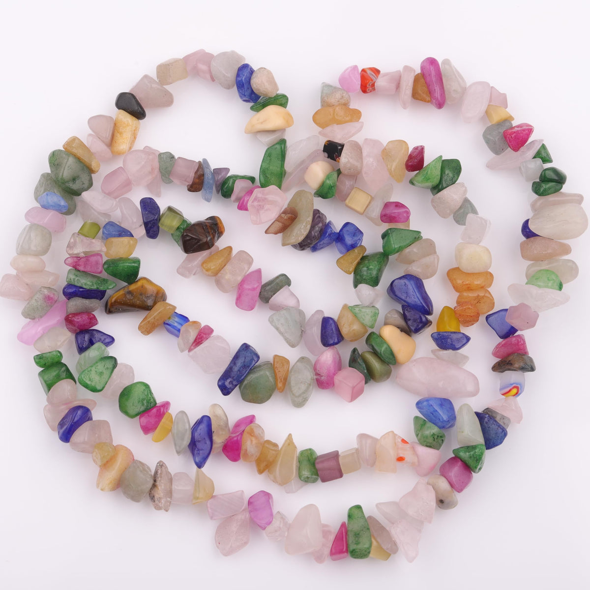 200pcs Natural Irregular Chip Stone Beads 5-8mm Pre-Drilled 30-inch Strand Semi-Precious Healing Crystal Beads for DIY Jewelry Making Bracelet Chakra Crafts Multicolor Jade