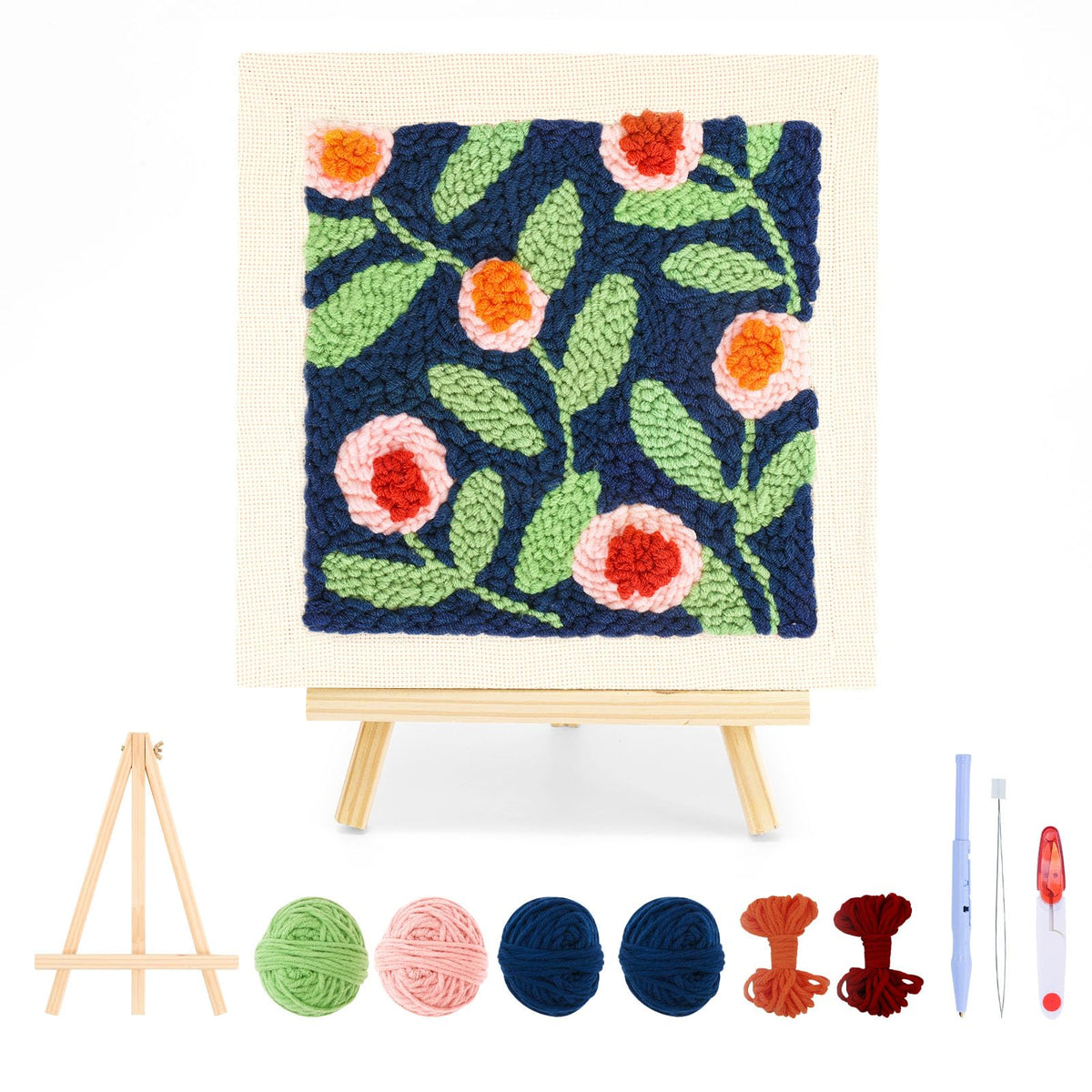 frartoold Punch Needle Kit for Adults Beginners, Plant Theme Embroidery Craft Kit，Embroidery kit Frame，Punch Needle Plants，Embroidery Kits for Beginner，Home Decor Gift Idea, (Art Deco, Green