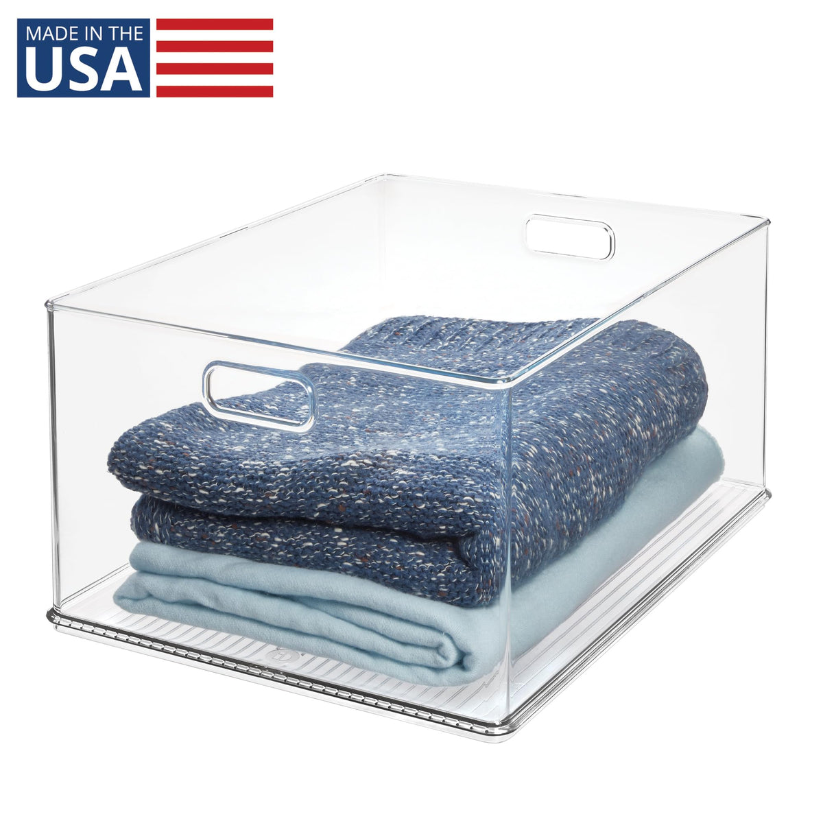 iDesign Recycled Plastic Stackable Storage Bin with Handles - Clear