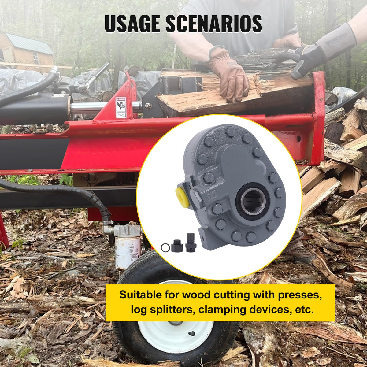 Hydraulic PTO Pump 7.4 GPM, Hydraulic Motor 540RPM 2500PSI, Hydraulic Power Take Off Pump SAE 16" Inlet and SAE 12" Outlet for Dump Trailer, Log Splitter and Scissor Lift
