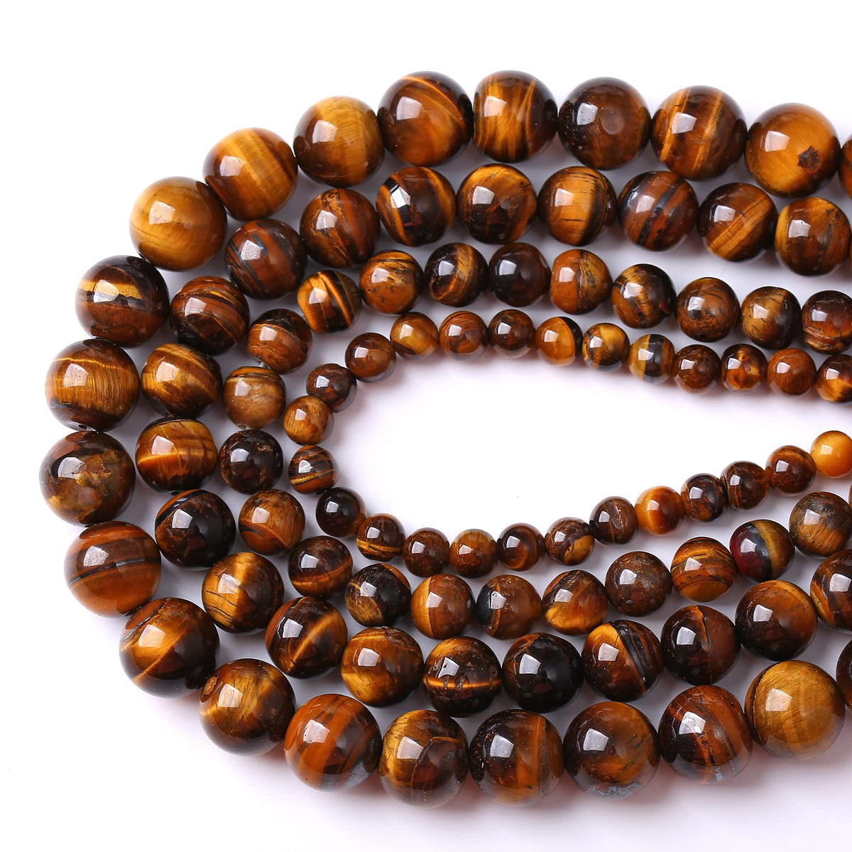 8MM Natural Stone Yellow Tiger Eye Stone with Iron Mine Beads for Jewelry Making DIY Bracelet 2 Strands 90PCS