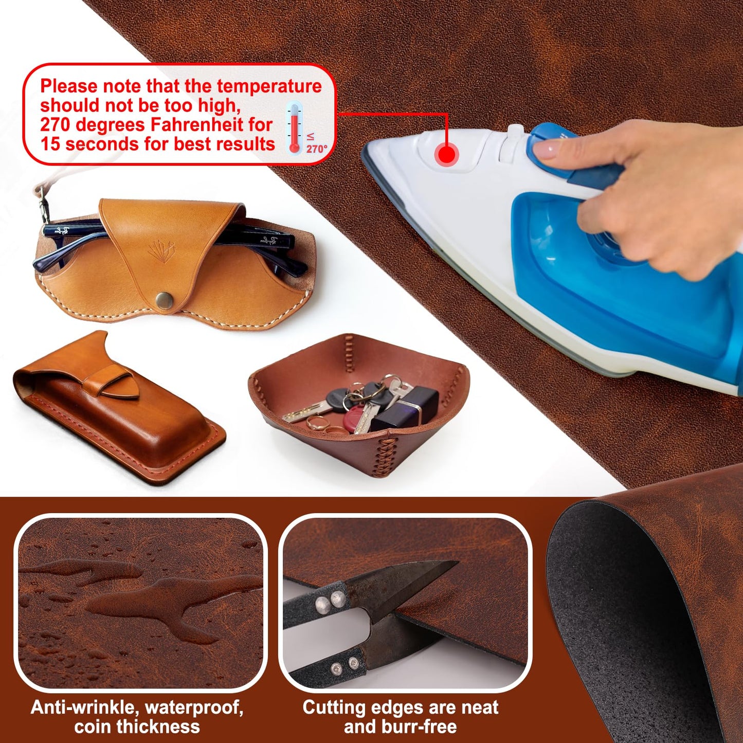 12-Pack Laserable Leatherette Sheets 12.6 x 9 Inch-Leather Patches for Hats with Heat Press/Transfer Adhesive, Laser Engraving Leather for Caps/Jackets/Backpacks (12 Colors)