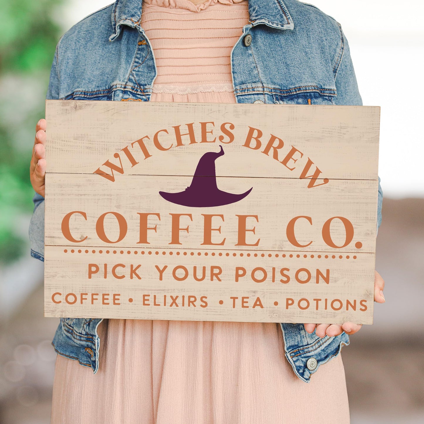 Simply Said, INC Rustic Pallets Halloween Decor, Witches Brew Coffee Company, 16 x 10.5 inch Wood Sign, Made in USA, RUS1545
