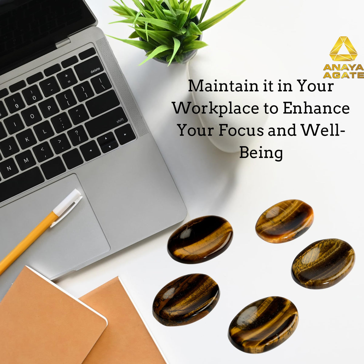 Anaya Agate Tiger Eye Worry Stones Certified Crystal Thumb Worry Stone for Anguish, Relaxing and Soothing Balance Stones for Meditation, Stress Relief Crystals and Healing Stones for Men, Women