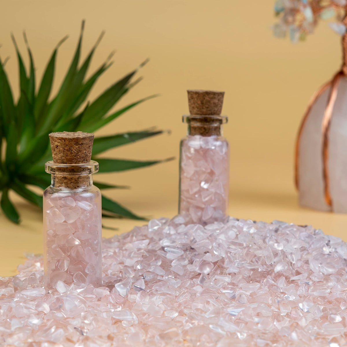 Crocon 1/2 LB Crushed Rose Quartz Chips Bulk Stones 1100+ Carats Natural Quartz Pieces Irregular Shape Gemstones for House Warming Gifts New Home & Chakra Healing Crystals Home Décor Gifts for Women